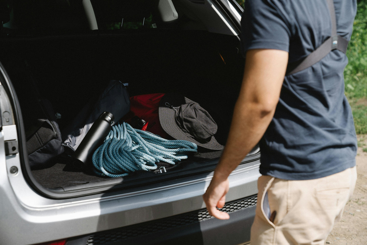 boot mat with hiking gear